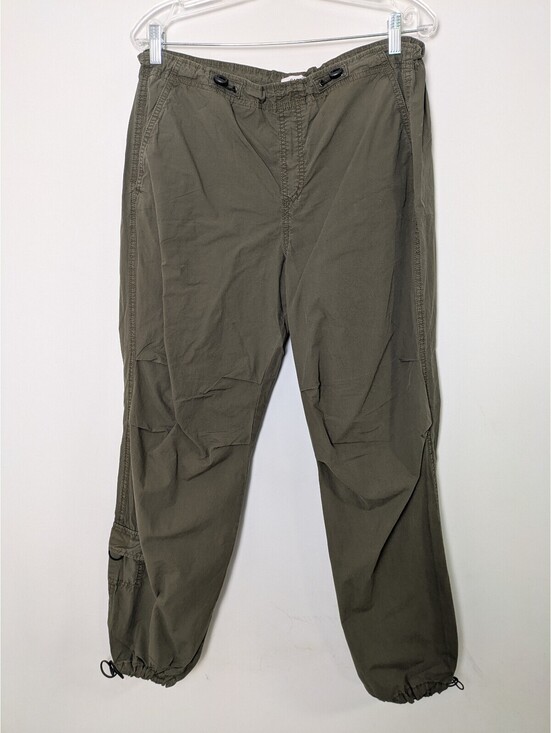 Garage Pants - Garage Olive Green Parachute Cargo Pants – Size XS Adjustable Toggle Joggers
